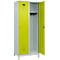 Kleiderspind C+P Evolo Plus, 2 Abteile, 400 mm Abteilbreite, mit Füßen, Anschlag rechts, B 800 x T 500 x H 1950 mm, Zylinder, lichtgrau/clowngrün