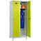 Kleiderspind C+P Evolo Plus, 2 Abteile, 400 mm Abteilbreite, mit Füßen, Anschlag rechts, B 800 x T 500 x H 1950 mm, Zylinder, lichtgrau/clowngrün