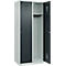Kleiderspind C+P Evolo Plus, 2 Abteile, 400 mm breit, Zylinderschloss, Soft-Anschlag, B 800 x T 500 x H 1850 mm, lichtgrau/anthrazitgrau