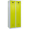 Kleiderspind C+P Evolo Plus, 2 Abteile, 400 mm breit, Zylinderschloss, Soft-Anschlag, B 800 x T 500 x H 1850 mm, lichtgrau/clowngrün