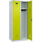 Kleiderspind C+P Evolo Plus, 2 Abteile, 400 mm breit, Zylinderschloss, Soft-Anschlag, B 800 x T 500 x H 1850 mm, lichtgrau/clowngrün