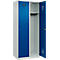 Kleiderspind C+P Evolo Plus, 2 Abteile, 400 mm breit, Zylinderschloss, Soft-Anschlag, B 800 x T 500 x H 1850 mm, lichtgrau/enzianblau