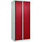 Kleiderspind C+P Evolo Plus, 2 Abteile, 400 mm breit, Zylinderschloss, Soft-Anschlag, B 800 x T 500 x H 1850 mm, lichtgrau/rubinrot