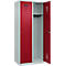 Kleiderspind C+P Evolo Plus, 2 Abteile, 400 mm breit, Zylinderschloss, Soft-Anschlag, B 800 x T 500 x H 1850 mm, lichtgrau/rubinrot