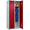 Kleiderspind C+P Evolo Plus, 2 Abteile, 400 mm breit, Zylinderschloss, Soft-Anschlag, B 800 x T 500 x H 1850 mm, lichtgrau/rubinrot