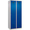 Kleiderspind C+P Evolo Plus, 2 Abteile, 400 mm breit, Zylinderschloss, Soft-Anschlag, B 800 x T 500 x H 1850 mm, weißaluminium/enzianblau