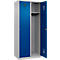 Kleiderspind C+P Evolo Plus, 2 Abteile, 400 mm breit, Zylinderschloss, Soft-Anschlag, B 800 x T 500 x H 1850 mm, weißaluminium/enzianblau