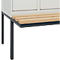 Kleiderspind C+P Evolo Plus, 2 Abteile à 300 mm Breite, schwebende Sitzbank, B 600 x T 815 x H 2120 mm, Drehriegel, lichtgrau/lichtgrau