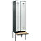 Kleiderspind C+P Evolo Plus, 2 Abteile à 300 mm Breite, schwebende Sitzbank, B 600 x T 815 x H 2120 mm, Zylinder, anthrazitgrau/lichtgrau