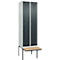 Kleiderspind C+P Evolo Plus, 2 Abteile à 300 mm Breite, schwebende Sitzbank, B 600 x T 815 x H 2120 mm, Zylinder, lichtgrau/anthratizgrau