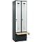 Kleiderspind C+P Evolo Plus, 2 Abteile à 300 mm Breite, Sockel, schwebende Sitzbank, B 600 x T 815 x H 1950 mm, Drehriegel, anthrazitgrau/lichtgrau