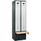 Kleiderspind C+P Evolo Plus, 2 Abteile à 300 mm Breite, Sockel, schwebende Sitzbank, B 600 x T 815 x H 1950 mm, Zylinder, anthrazitgrau/lichtgrau