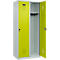Kleiderspind C+P Evolo Plus, 2 Abteile, Anschlag rechts, Sicherheits-Drehriegel, B 800 x T 500 x H 1850 mm, lichtgrau/clowngrün