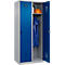 Kleiderspind C+P Evolo Plus, 2 Abteile, Anschlag rechts, Sicherheits-Drehriegel, B 800 x T 500 x H 1850 mm, weißaluminium/enzianblau