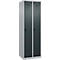 Kleiderspind C+P Evolo Plus, 2 Abteile, Anschlag rechts, Sicherheits-Drehriegel, Soft-Anschlag, B 600 x T 500 x H 1850 mm, weißaluminium/anthrazitgrau