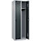 Kleiderspind C+P Evolo Plus, 2 Abteile, Anschlag rechts, Sicherheits-Drehriegel, Soft-Anschlag, B 600 x T 500 x H 1850 mm, weißaluminium/anthrazitgrau