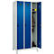 Kleiderspind C+P Evolo Plus, 3 Abteile, 300 mm Abteilbreite, mit Füßen, Drehriegel, B 900 x T 500 x H 1950 mm, lichtgrau/enzianblau