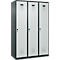 Kleiderspind C+P Evolo Plus, 3 Abteile, 400 mm breit, Drehriegel, Soft-Anschlag, B 1.200 x T 500 x H 1.850 m, anthrazitgrau/lichtgrau