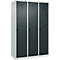 Kleiderspind C+P Evolo Plus, 3 Abteile, 400 mm breit, Drehriegel, Soft-Anschlag, B 1.200 x T 500 x H 1.850 m, lichtgrau/anthrazitgrau