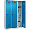Kleiderspind C+P Evolo Plus, 3 Abteile, 400 mm breit, Drehriegel, Soft-Anschlag, B 1.200 x T 500 x H 1.850 m, lichtgrau/lichtblau