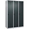 Kleiderspind C+P Evolo Plus, 3 Abteile, 400 mm breit, Drehriegel, Soft-Anschlag, B 1.200 x T 500 x H 1.850 m, weißaluminium/anthrazitgrau