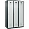 Kleiderspind C+P Evolo Plus, 3 Abteile, 400 mm breit, Zylinderschloss, Soft-Anschlag, B 1.200 x T 500 x H 1.850 m, anthrazitgrau/lichtgrau