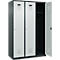 Kleiderspind C+P Evolo Plus, 3 Abteile, 400 mm breit, Zylinderschloss, Soft-Anschlag, B 1.200 x T 500 x H 1.850 m, anthrazitgrau/lichtgrau