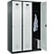 Kleiderspind C+P Evolo Plus, 3 Abteile, 400 mm breit, Zylinderschloss, Soft-Anschlag, B 1.200 x T 500 x H 1.850 m, anthrazitgrau/lichtgrau
