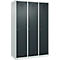 Kleiderspind C+P Evolo Plus, 3 Abteile, 400 mm breit, Zylinderschloss, Soft-Anschlag, B 1.200 x T 500 x H 1.850 m, lichtgrau/anthrazitgrau