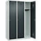 Kleiderspind C+P Evolo Plus, 3 Abteile, 400 mm breit, Zylinderschloss, Soft-Anschlag, B 1.200 x T 500 x H 1.850 m, lichtgrau/anthrazitgrau