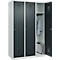 Kleiderspind C+P Evolo Plus, 3 Abteile, 400 mm breit, Zylinderschloss, Soft-Anschlag, B 1.200 x T 500 x H 1.850 m, lichtgrau/anthrazitgrau