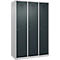 Kleiderspind C+P Evolo Plus, 3 Abteile, 400 mm breit, Zylinderschloss, Soft-Anschlag, B 1.200 x T 500 x H 1.850 m, weißaluminium/anthrazitgrau