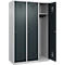 Kleiderspind C+P Evolo Plus, 3 Abteile, 400 mm breit, Zylinderschloss, Soft-Anschlag, B 1.200 x T 500 x H 1.850 m, weißaluminium/anthrazitgrau