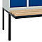 Kleiderspind C+P Evolo Plus, 3 Abteile à 300 mm Breite, schwebende Sitzbank, B 900 x T 815 x H 2120 mm, Zylinder, lichtgrau/enzianblau