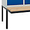 Kleiderspind C+P Evolo Plus, 3 Abteile à 400 mm Breite, schwebende Sitzbank, B 1200 x T 815 x H 2120 mm, Drehriegel, lichtgrau/enzianblau