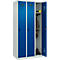 Kleiderspind C+P Evolo Plus, 3 Abteile, Anschlag rechts, Sicherheits-Drehriegel, B 900 x T 500 x H 1850 mm, lichtgrau/enzianblau