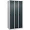 Kleiderspind C+P Evolo Plus, 3 Abteile, Anschlag rechts, Sicherheits-Drehriegel, B 900 x T 500 x H 1850 mm, weißaluminium/anthrazitgrau