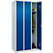 Kleiderspind C+P Evolo Plus, 3 Abteile, Anschlag rechts, Zylinderschloss, B 900 x T 500 x H 1850 mm, lichtgrau/enzianblau