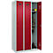Kleiderspind C+P Evolo Plus, 3 Abteile, Anschlag rechts, Zylinderschloss, B 900 x T 500 x H 1850 mm, lichtgrau/rubinrot