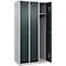 Kleiderspind C+P Evolo Plus, 3 Abteile, Anschlag rechts, Zylinderschloss, B 900 x T 500 x H 1850 mm, weißaluminium/anthrazitgrau