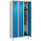Kleiderspind C+P Evolo Plus, 3 Abteile, Anschlag rechts, Zylinderschloss, B 900 x T 500 x H 1950 mm, lichtgrau/lichtblau