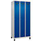 Kleiderspind C+P Evolo Plus, 3 Abteile, Anschlag rechts, Zylinderschloss, B 900 x T 500 x H 1950 mm, weißaluminium/enzianblau