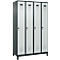 Kleiderspind C+P Evolo Plus, 4 Abteile, 300 mm Abteilbreite, mit Füßen, Anschlag rechts, Drehriegel, B 1200 x T 500 x H 1950 mm, anthrazitgrau/lichtgrau