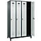 Kleiderspind C+P Evolo Plus, 4 Abteile, 300 mm Abteilbreite, mit Füßen, Anschlag rechts, Drehriegel, B 1200 x T 500 x H 1950 mm, anthrazitgrau/lichtgrau