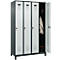 Kleiderspind C+P Evolo Plus, 4 Abteile, 300 mm Abteilbreite, mit Füßen, Anschlag rechts, Drehriegel, B 1200 x T 500 x H 1950 mm, anthrazitgrau/lichtgrau