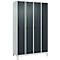 Kleiderspind C+P Evolo Plus, 4 Abteile, 300 mm Abteilbreite, mit Füßen, Anschlag rechts, Drehriegel, B 1200 x T 500 x H 1950 mm, lichtgrau/anthrazitgrau