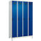 Kleiderspind C+P Evolo Plus, 4 Abteile, 300 mm Abteilbreite, mit Füßen, Anschlag rechts, Drehriegel, B 1200 x T 500 x H 1950 mm, lichtgrau/enzianblau