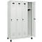 Kleiderspind C+P Evolo Plus, 4 Abteile, 300 mm Abteilbreite, mit Füßen, Anschlag rechts, Drehriegel, B 1200 x T 500 x H 1950 mm, lichtgrau/lichtgrau