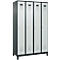 Kleiderspind C+P Evolo Plus, 4 Abteile, 300 mm Abteilbreite, mit Füßen, Anschlag rechts, Zylinder, B 1200 x T 500 x H 1950 mm, anthrazitgrau/lichtgrau