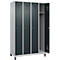 Kleiderspind C+P Evolo Plus, 4 Abteile, 300 mm Abteilbreite, mit Füßen, Anschlag rechts, Zylinder, B 1200 x T 500 x H 1950 mm, weißaluminium/anthrazitgrau
